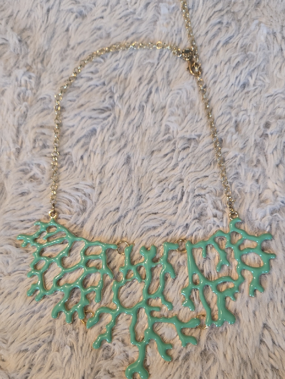 Jane Stone Gold-Tone Necklace with Turquoise Coral-Style Pendant